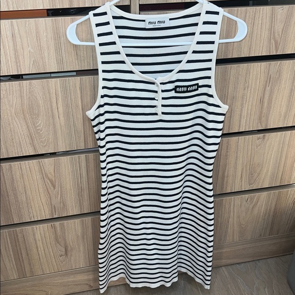 MIU MIU Striped Sleeveless cotton Dress - Picture 9 of 14